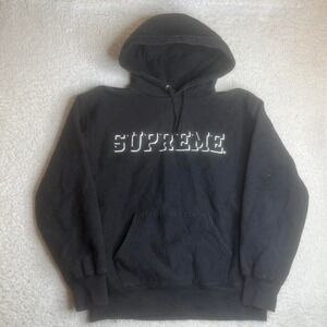 Supreme men's black embroidered drop shadow hoodie spell out Canada M